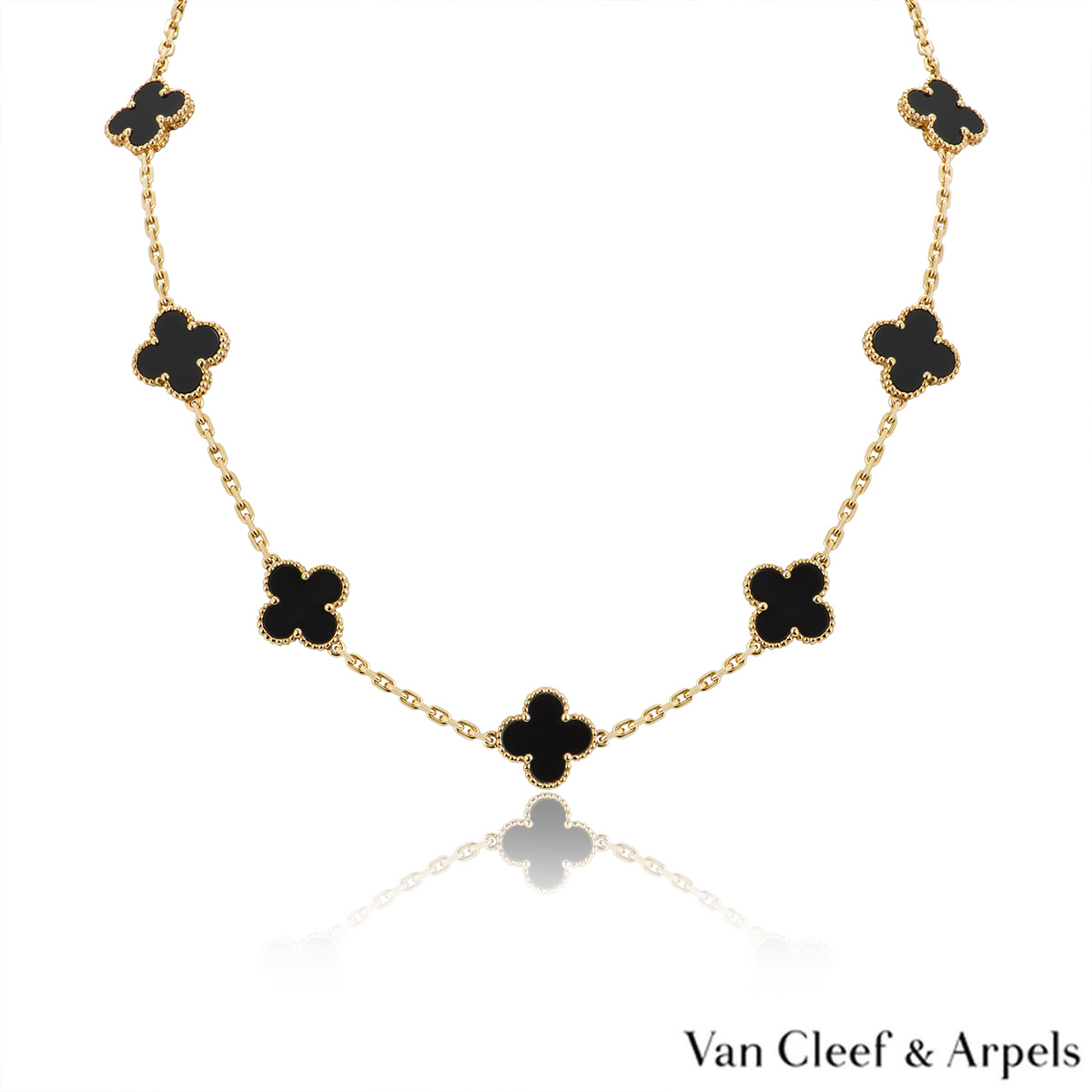Van Cleef and Arpels Black Onyx Vintage Alhambra Yellow Gold